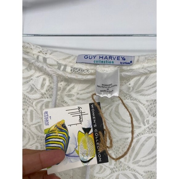 GUY HARVEY COLLECTION BY ARTISANS WHITE CROCHET LACE COVER UP PANTS NWT MEDIUM - Picture 4 of 5